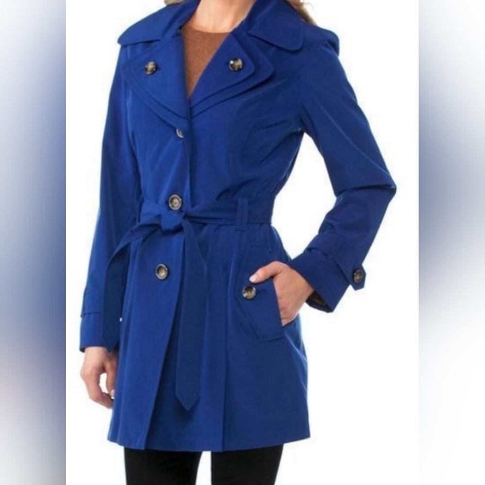 London Fog Royal Blue Trench Coat Sz Large